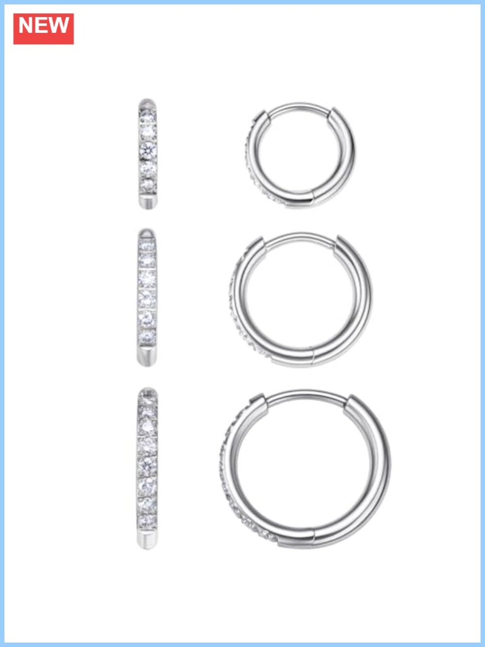 Titanium Huggie Hoop Earrings with Moissanite, Hypoallergenic Hinged Hoop